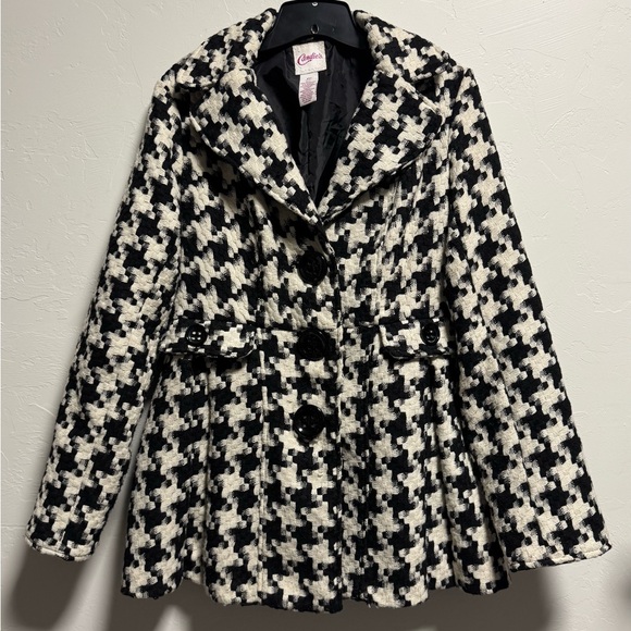 Candie’s Houndstooth Pattern Pea Coat XL - Picture 1 of 5